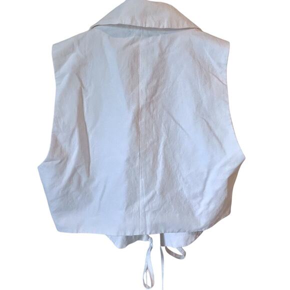 ZARA Tie Front Crop Top White Sleeveless Glam Coquette Luxury Capsule Size MED - Picture 7 of 9